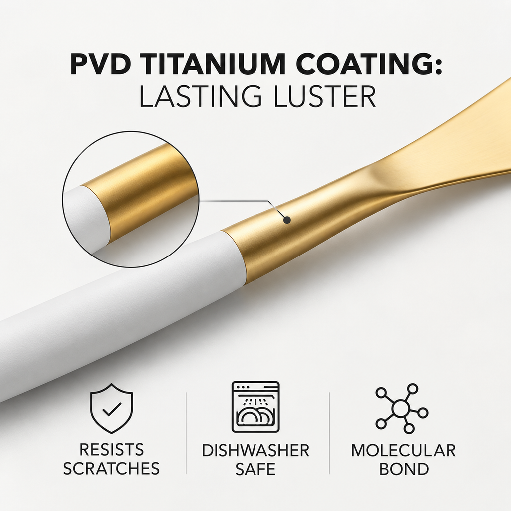 PVD gold-plated cutlery