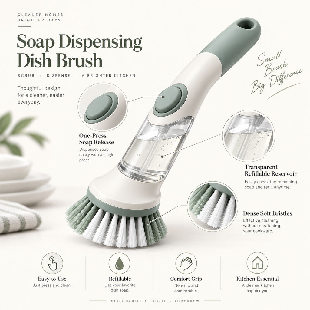 Liquid-dispensing dish brush