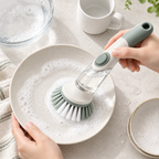 Liquid-dispensing dish brush