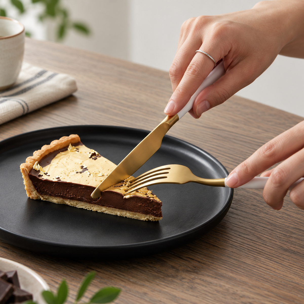 PVD gold-plated cutlery