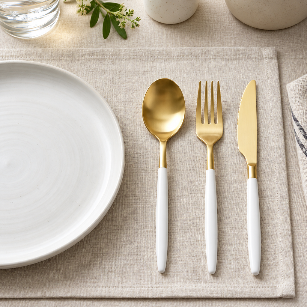 PVD gold-plated cutlery
